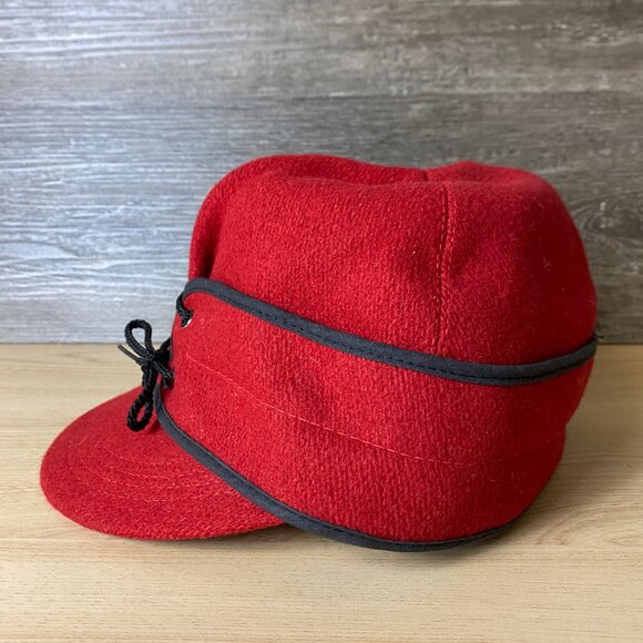 Vintage Wool Hat S/M Red Insulated Ear Flap Winter Outdoors - Picture 4 of 9